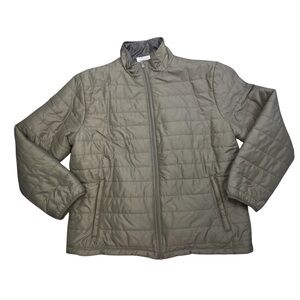 Ducks Unlimited Quilted Puffer Jacket Mens Large Olive Green Full Zip Outdoor L